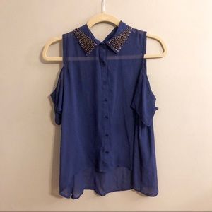 Beaded Ultra Flirt Sheer Cold Shoulder Top